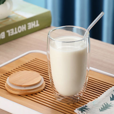 кружки кофе стены двойника 250ml 350ml 450ml стеклянные с бамбуковой крышкой