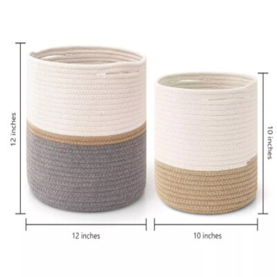 корзина 10" 12" корзины завода веревочки хлопка сплетенная плантаторы пола цветочного горшка крытые для домашнего оформления