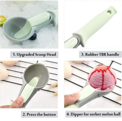 Пластиковый ветроуловитель мороженого с легким печеньем пуска черпает ветроуловитель шарика дыни