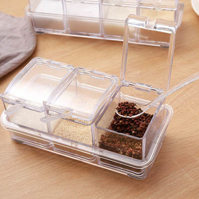 Кухня 4 ясной акриловой части коробки специи для приправляя хранения Condiment