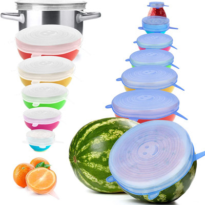 Multicolor круглые крышки простирания силикона многоразовые для хранения еды