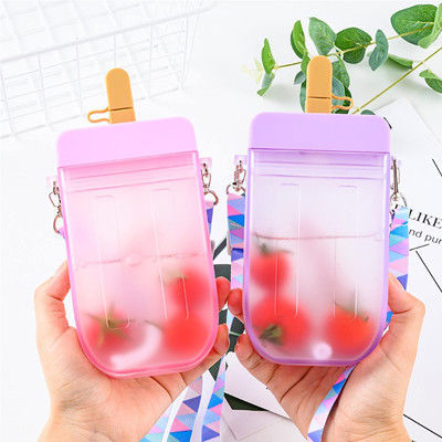 пластиковая милая бутылка с водой 300ml Multicolor с соломой