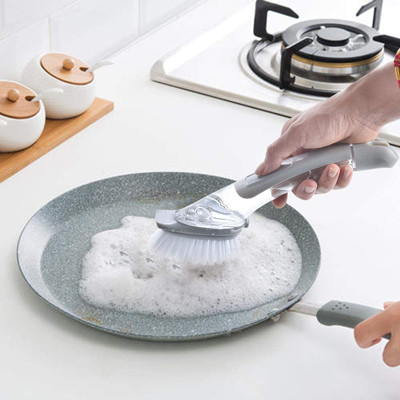 Щетка блюда серого цвета лотка бака кухонной раковины Scrubbing пластиковая с распределителем мыла