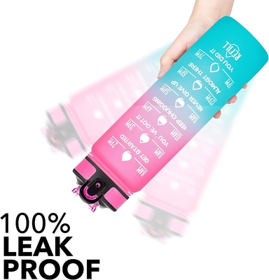 Multicolor течебезопасные бутылки с водой 32 Oz мотивационные с отметкой времени