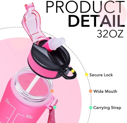Multicolor течебезопасные бутылки с водой 32 Oz мотивационные с отметкой времени