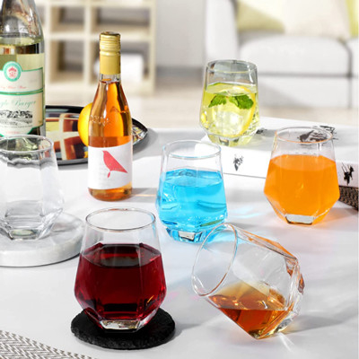 Stemless диамант Кристл бокала формирует чашки бокала прозрачные