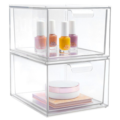 Ящики организатора многофункционального макияжа Stackable ясные пластиковые с крышкой