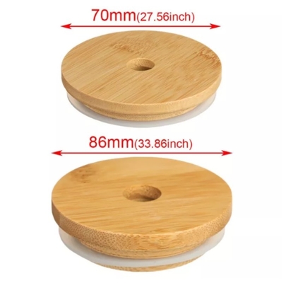 Крышки каменщика посуды 70mm/86mm бамбуковые с крышками каменщика уплотнения отверстия и силикона соломы