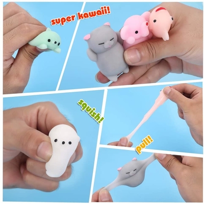 Стресс 50PCS TPR мини животный мягкий забавляется игрушки непоседы Mochi для сброса стресса
