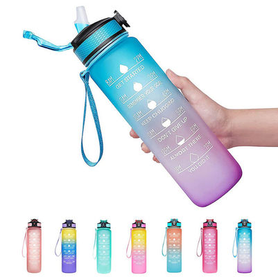 бутылка с водой 32 oz с бутылкой питьевой воды соломы BPA свободной с часами увеличивает водозабор на весь день