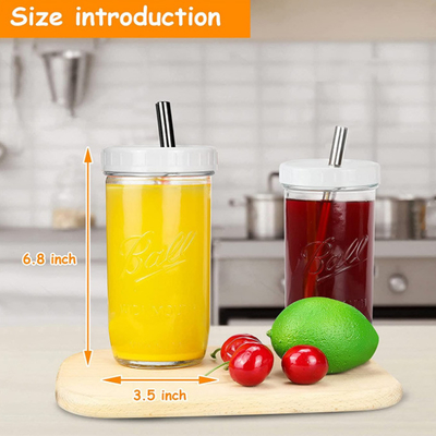 Чашки Smoothie широкого чая стекла рта многоразовые с соломой 16oz 24oz