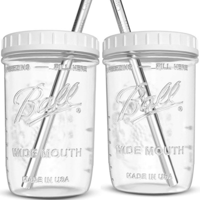 Чашки Smoothie широкого чая стекла рта многоразовые с соломой 16oz 24oz