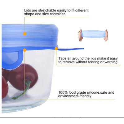 Простирание кухни 6pcs многоразовое вокруг набора крышки хранения еды крышек простирания силикона