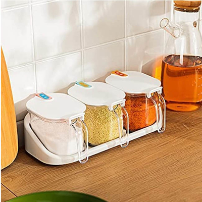 опарникы тар для хранения специи 3pcs 4 Oz ясные пластиковые ссыпают с крышкой и ложкой