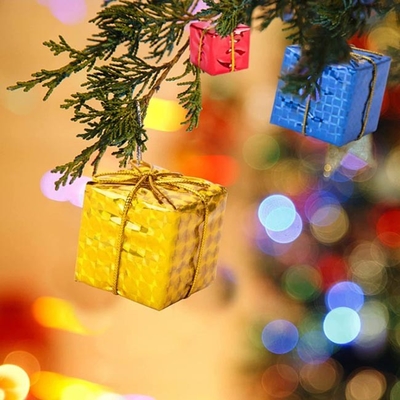 Подарочная коробка фольги дерева Xmas мини орнаментирует вися украшения